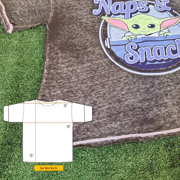 Star Wars Baby Yoda Naps Snacks Short Sleeve Loungewear Pajama Sleepwear Top XL - Picture 2 of 15